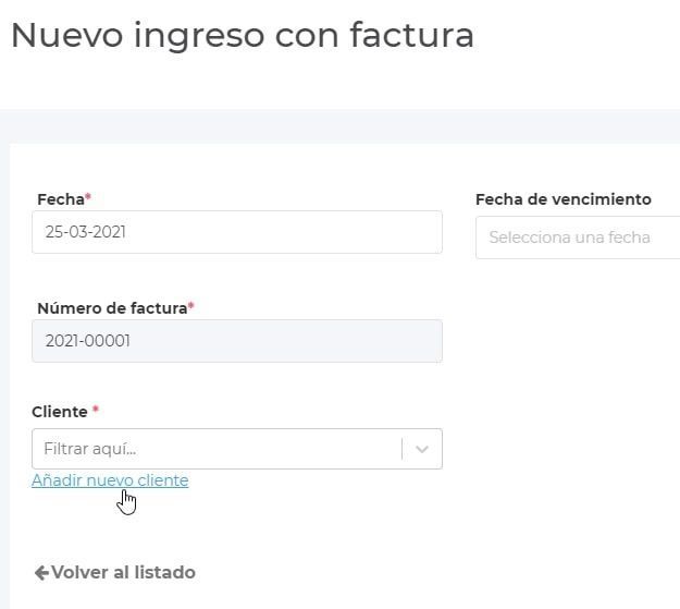 Nuevo ingreso con factura